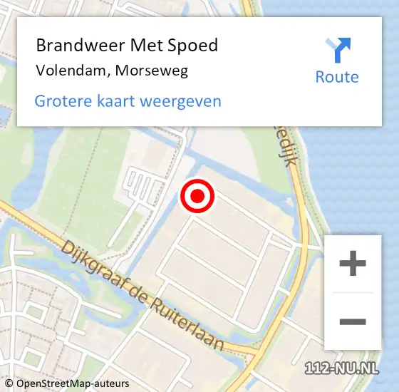 Locatie op kaart van de 112 melding: Brandweer Met Spoed Naar Volendam, Morseweg op 13 november 2015 12:14