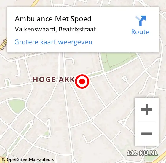 Locatie op kaart van de 112 melding: Ambulance Met Spoed Naar Valkenswaard, Beatrixstraat op 13 november 2015 12:23