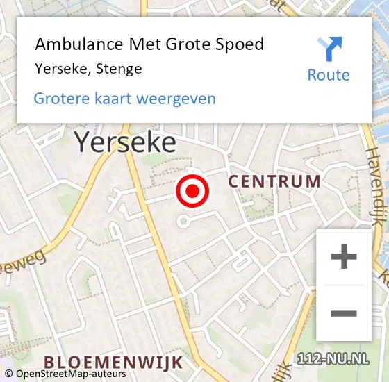 Locatie op kaart van de 112 melding: Ambulance Met Grote Spoed Naar Yerseke, Stenge op 13 november 2015 12:51