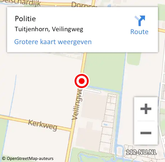 Locatie op kaart van de 112 melding: Politie Tuitjenhorn, Veilingweg op 13 november 2015 12:54