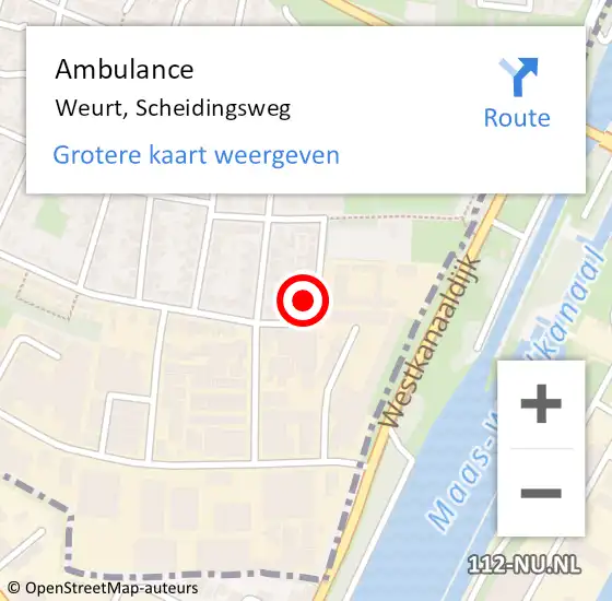 Locatie op kaart van de 112 melding: Ambulance Weurt, Scheidingsweg op 13 november 2015 13:18