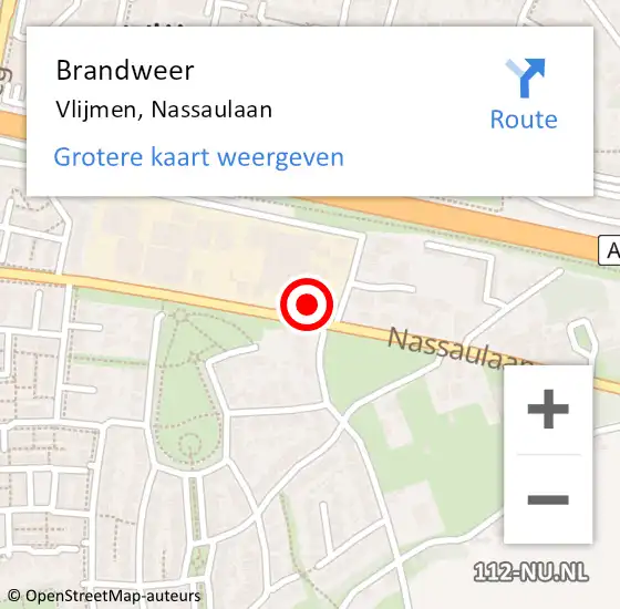 Locatie op kaart van de 112 melding: Brandweer Vlijmen, Nassaulaan op 13 november 2015 14:05