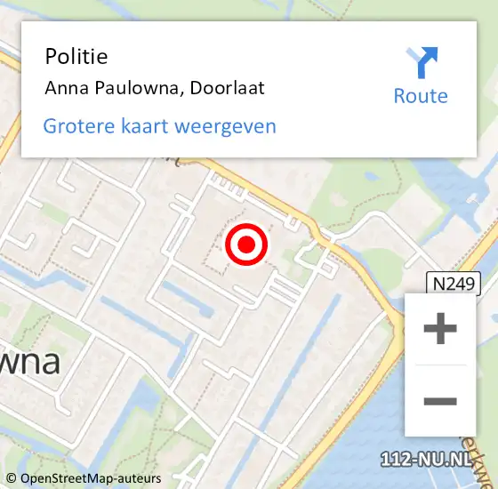 Locatie op kaart van de 112 melding: Politie Anna Paulowna, Doorlaat op 13 november 2015 14:57