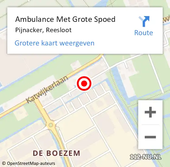 Locatie op kaart van de 112 melding: Ambulance Met Grote Spoed Naar Pijnacker, Reesloot op 13 november 2015 15:18