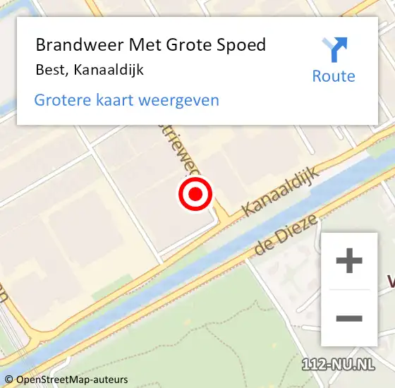 Locatie op kaart van de 112 melding: Brandweer Met Grote Spoed Naar Best, Kanaaldijk op 13 november 2015 16:19