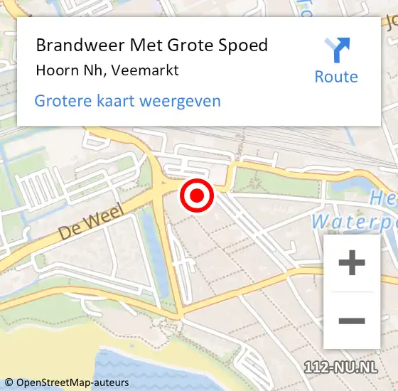 Locatie op kaart van de 112 melding: Brandweer Met Grote Spoed Naar Hoorn Nh, Veemarkt op 13 november 2015 17:00