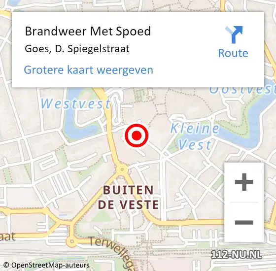 Locatie op kaart van de 112 melding: Brandweer Met Spoed Naar Goes, D. Spiegelstraat op 26 november 2013 20:28