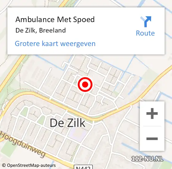 Locatie op kaart van de 112 melding: Ambulance Met Spoed Naar De Zilk, Breeland op 13 november 2015 17:11