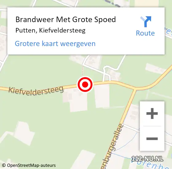 Locatie op kaart van de 112 melding: Brandweer Met Grote Spoed Naar Putten, Kiefveldersteeg op 13 november 2015 18:08