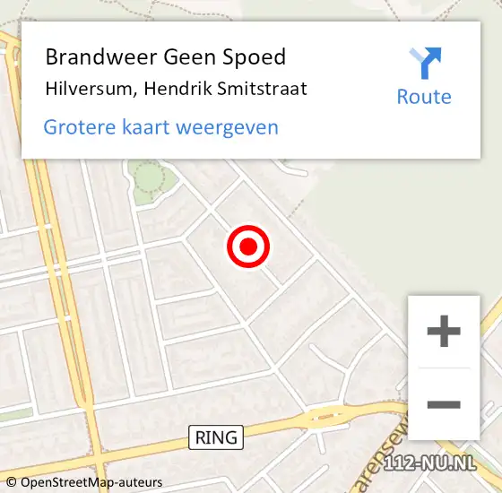 Locatie op kaart van de 112 melding: Brandweer Geen Spoed Naar Hilversum, Hendrik Smitstraat op 13 november 2015 19:08