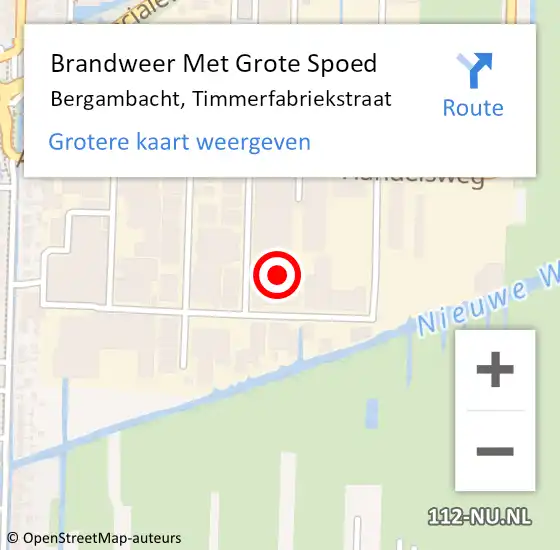 Locatie op kaart van de 112 melding: Brandweer Met Grote Spoed Naar Bergambacht, Timmerfabriekstraat op 13 november 2015 19:32