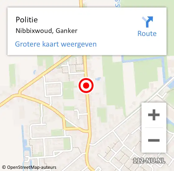 Locatie op kaart van de 112 melding: Politie Nibbixwoud, Ganker op 13 november 2015 20:04