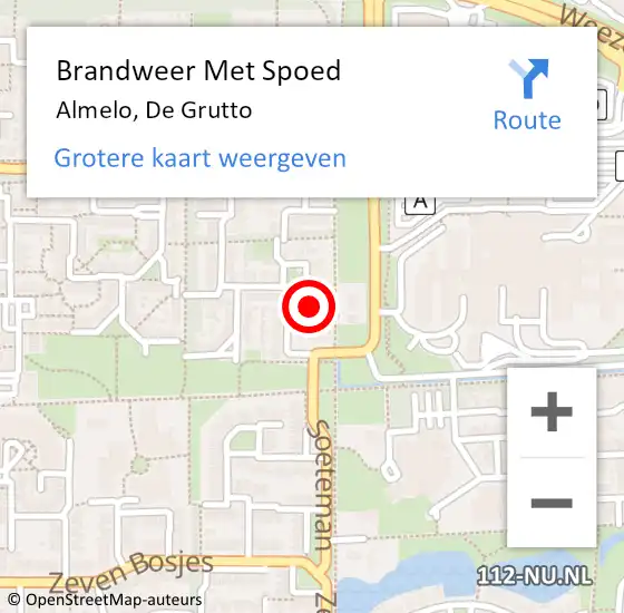 Locatie op kaart van de 112 melding: Brandweer Met Spoed Naar Almelo, De Grutto op 13 november 2015 20:58