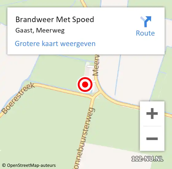 Locatie op kaart van de 112 melding: Brandweer Met Spoed Naar Gaast, Meerweg op 13 november 2015 21:16