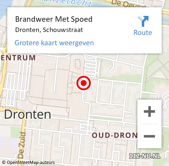 Locatie op kaart van de 112 melding: Brandweer Met Spoed Naar Dronten, Schouwstraat op 26 november 2013 21:21