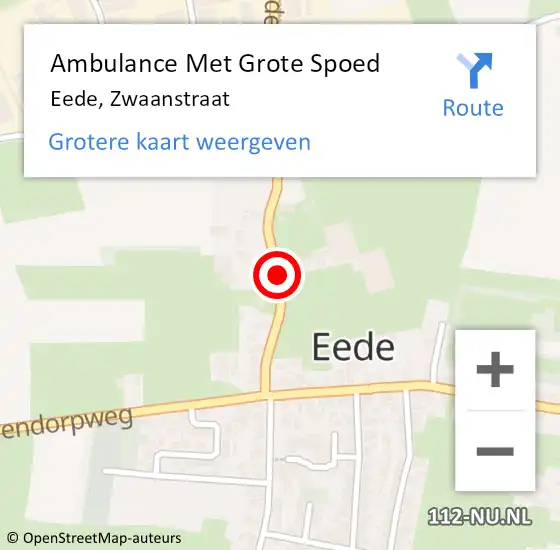 Locatie op kaart van de 112 melding: Ambulance Met Grote Spoed Naar Eede, Zwaanstraat op 14 november 2015 05:41