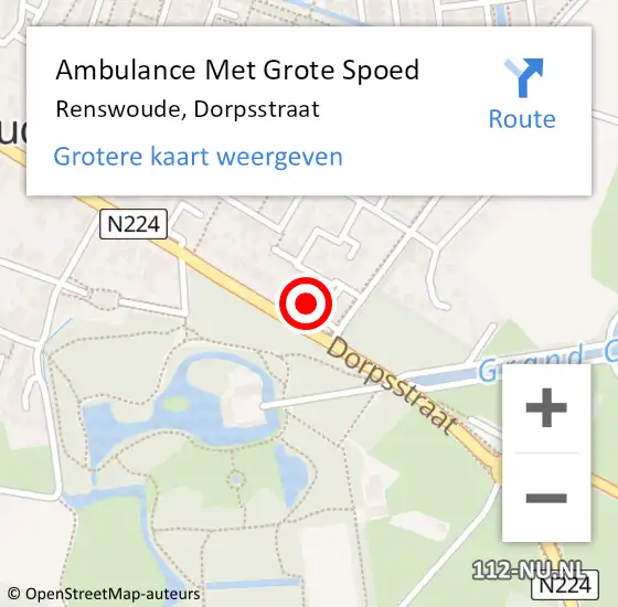 Locatie op kaart van de 112 melding: Ambulance Met Grote Spoed Naar Renswoude, Dorpsstraat op 14 november 2015 06:43