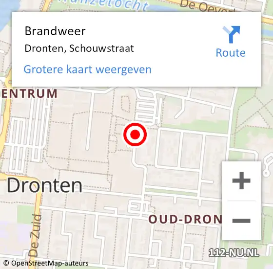 Locatie op kaart van de 112 melding: Brandweer Dronten, Schouwstraat op 26 november 2013 21:26