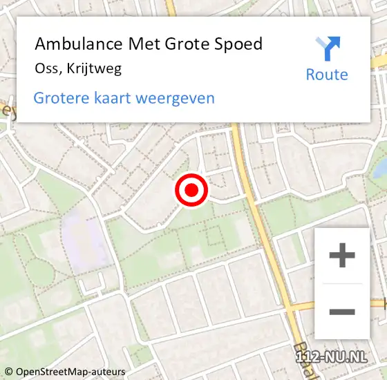 Locatie op kaart van de 112 melding: Ambulance Met Grote Spoed Naar Oss, Krijtweg op 14 november 2015 08:45