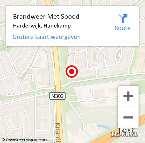 Locatie op kaart van de 112 melding: Brandweer Met Spoed Naar Harderwijk, Hanekamp op 14 november 2015 10:40