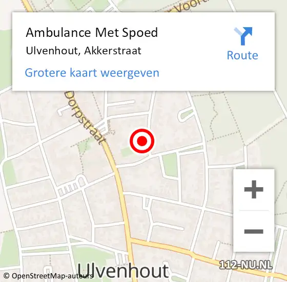 Locatie op kaart van de 112 melding: Ambulance Met Spoed Naar Ulvenhout, Akkerstraat op 14 november 2015 11:00