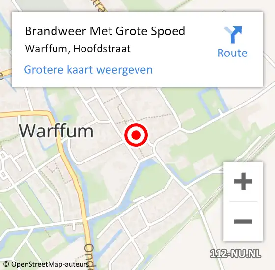 Locatie op kaart van de 112 melding: Brandweer Met Grote Spoed Naar Warffum, Hoofdstraat op 14 november 2015 11:05