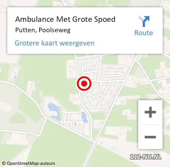 Locatie op kaart van de 112 melding: Ambulance Met Grote Spoed Naar Putten, Poolseweg op 14 november 2015 11:39