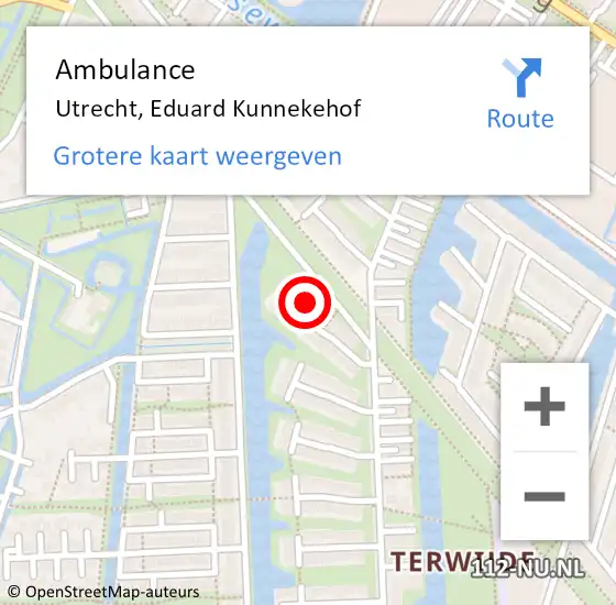 Locatie op kaart van de 112 melding: Ambulance Utrecht, Eduard Kunnekehof op 26 november 2013 22:00