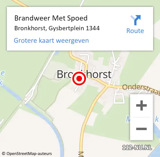 Locatie op kaart van de 112 melding: Brandweer Met Spoed Naar Bronkhorst, Gysbertplein 1344 op 14 november 2015 13:00