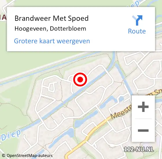 Locatie op kaart van de 112 melding: Brandweer Met Spoed Naar Hoogeveen, Dotterbloem op 14 november 2015 16:40