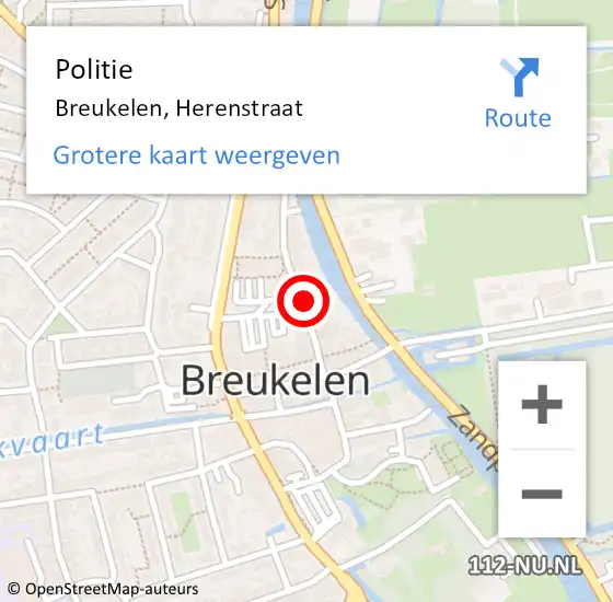 Locatie op kaart van de 112 melding: Politie Breukelen, Herenstraat op 14 november 2015 17:09