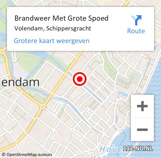 Locatie op kaart van de 112 melding: Brandweer Met Grote Spoed Naar Volendam, Schippersgracht op 14 november 2015 17:54