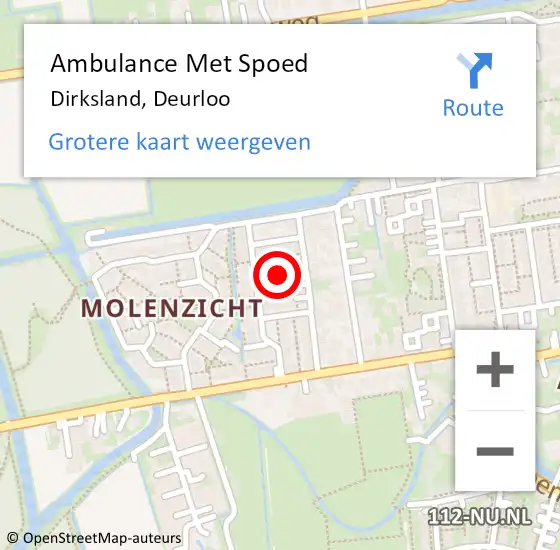 Locatie op kaart van de 112 melding: Ambulance Met Spoed Naar Dirksland, Deurloo op 14 november 2015 18:03