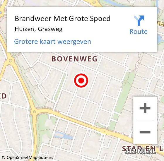 Locatie op kaart van de 112 melding: Brandweer Met Grote Spoed Naar Huizen, Grasweg op 14 november 2015 18:30