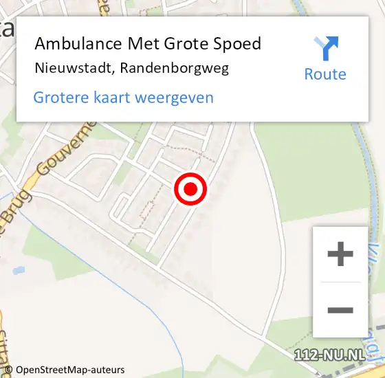 Locatie op kaart van de 112 melding: Ambulance Met Grote Spoed Naar Nieuwstadt, Randenborgweg op 14 november 2015 18:32