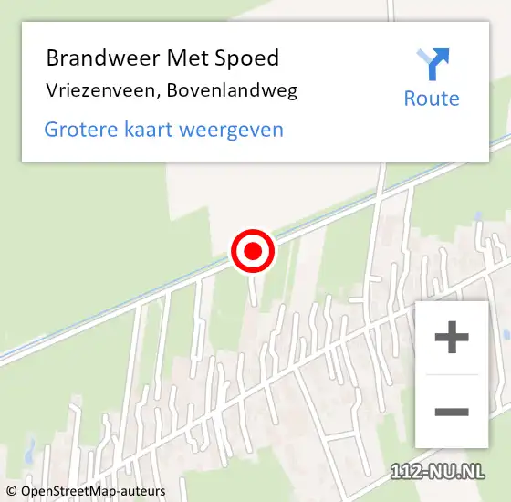 Locatie op kaart van de 112 melding: Brandweer Met Spoed Naar Vriezenveen, Bovenlandweg op 14 november 2015 18:34