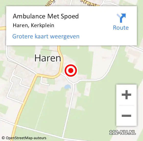 Locatie op kaart van de 112 melding: Ambulance Met Spoed Naar Haren, Kerkplein op 14 november 2015 18:39