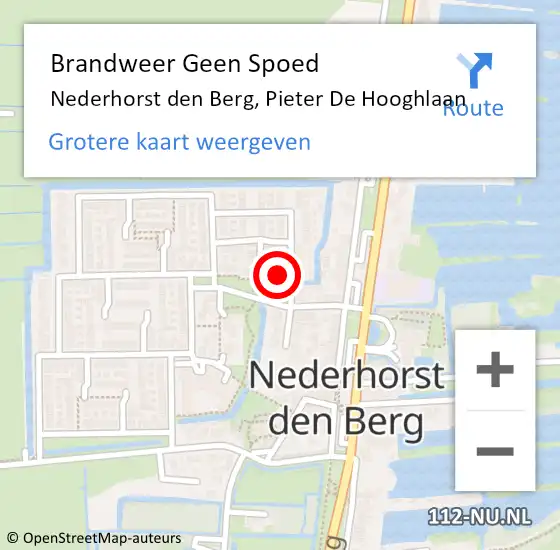 Locatie op kaart van de 112 melding: Brandweer Geen Spoed Naar Nederhorst den Berg, Pieter De Hooghlaan op 14 november 2015 21:19