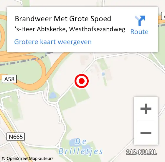 Locatie op kaart van de 112 melding: Brandweer Met Grote Spoed Naar 's-Heer Abtskerke, Westhofsezandweg op 14 november 2015 21:40