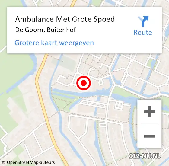 Locatie op kaart van de 112 melding: Ambulance Met Grote Spoed Naar De Goorn, Buitenhof op 14 november 2015 21:53