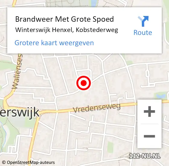 Locatie op kaart van de 112 melding: Brandweer Met Grote Spoed Naar Winterswijk Henxel, Kobstederweg op 14 november 2015 23:55