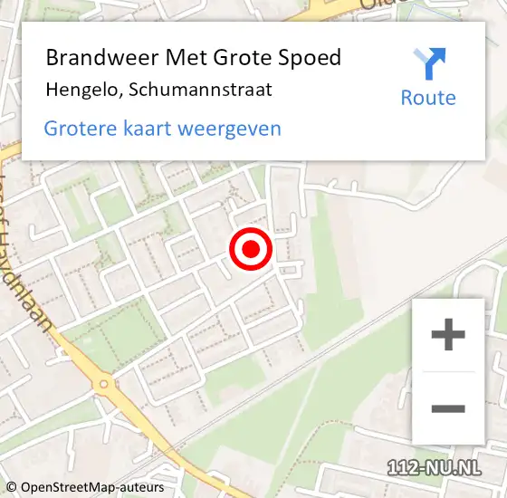 Locatie op kaart van de 112 melding: Brandweer Met Grote Spoed Naar Hengelo, Schumannstraat op 15 november 2015 00:15