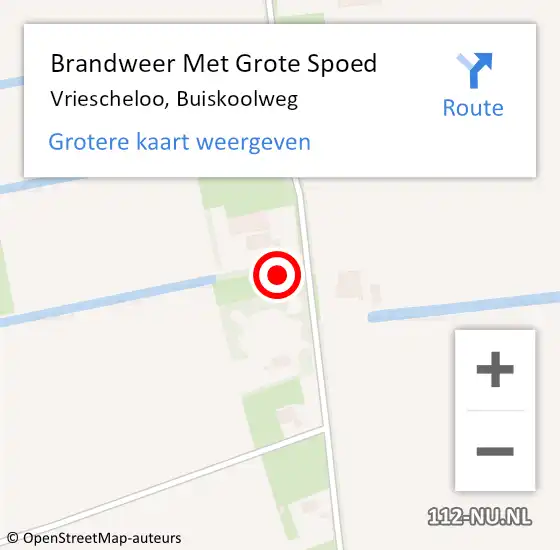 Locatie op kaart van de 112 melding: Brandweer Met Grote Spoed Naar Vriescheloo, Buiskoolweg op 15 november 2015 01:12