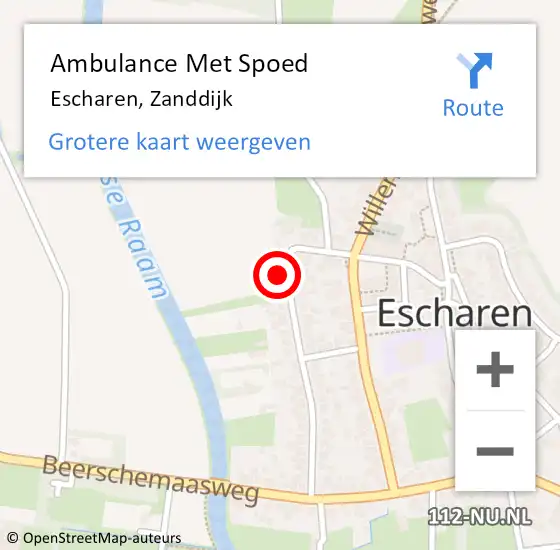 Locatie op kaart van de 112 melding: Ambulance Met Spoed Naar Escharen, Zanddijk op 15 november 2015 01:16