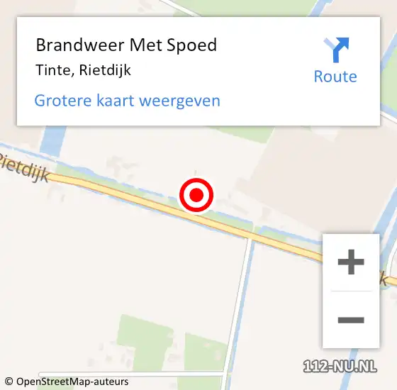 Locatie op kaart van de 112 melding: Brandweer Met Spoed Naar Tinte, Rietdijk op 15 november 2015 01:47