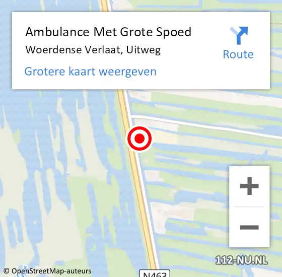 Locatie op kaart van de 112 melding: Ambulance Met Grote Spoed Naar Woerdense Verlaat, Uitweg op 15 november 2015 01:56