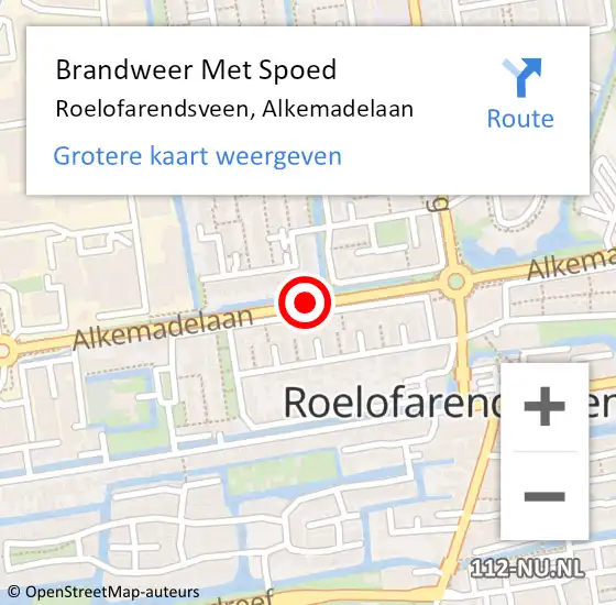 Locatie op kaart van de 112 melding: Brandweer Met Spoed Naar Roelofarendsveen, Alkemadelaan op 15 november 2015 01:57