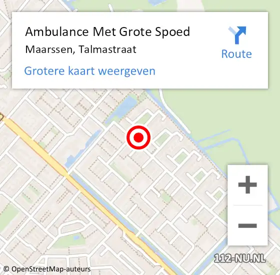 Locatie op kaart van de 112 melding: Ambulance Met Grote Spoed Naar Maarssen, Talmastraat op 15 november 2015 03:00