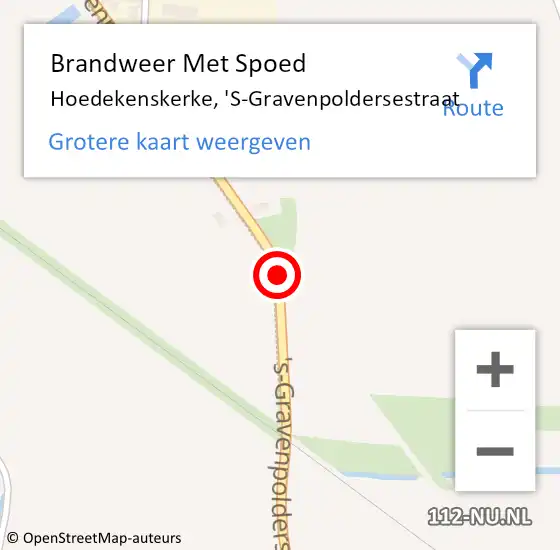 Locatie op kaart van de 112 melding: Brandweer Met Spoed Naar Hoedekenskerke, 'S-Gravenpoldersestraat op 15 november 2015 03:05