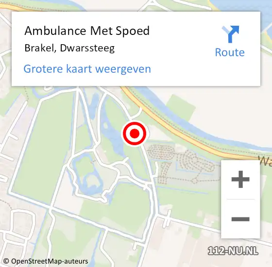 Locatie op kaart van de 112 melding: Ambulance Met Spoed Naar Brakel, Dwarssteeg op 15 november 2015 03:09